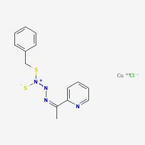 molecular formula C14H14ClCuN4S2+ B13840354 copper;benzylsulfanyl-[(Z)-1-pyridin-2-ylethylidenehydrazinylidene]-sulfidoazanium;chloride 