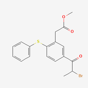 molecular formula C18H17BrO3S B13840573 Methyl 2-[5-(2-bromopropanoyl)-2-phenylsulfanylphenyl]acetate 
