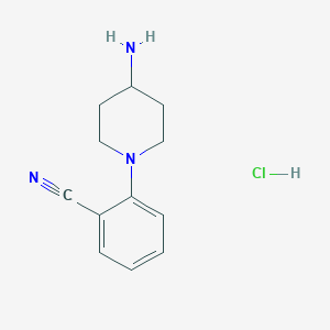 molecular formula C12H16ClN3 B1384075 2-(4-Aminopiperidin-1-yl)benzonitrile hydrochloride CAS No. 2060037-57-0