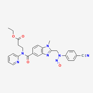 molecular formula C27H25N7O4 B13840840 Ethyl 3-(2-(((4-cyanophenyl)(nitroso)amino)methyl)-1-methyl-N-(pyridin-2-yl)-1H-benzo[d]imidazole-5-carboxamido)propanoate 