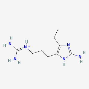 molecular formula C9H19N6+ B13840847 Amino((3-(2-amino-5-ethyl-1H-imidazol-4-yl)propyl)amino)methaniminium 