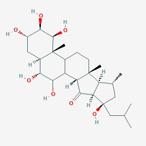 molecular formula C27H44O7 B138409 (2R,4S,5R,7R,8S,9R,13R,14S,15R,16S,18S,19R)-5,14,15,16,19,20-hexahydroxy-7,9,13-trimethyl-5-(2-methylpropyl)pentacyclo[10.8.0.02,9.04,8.013,18]icosan-3-one CAS No. 141272-44-8