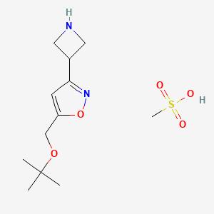 molecular formula C12H22N2O5S B1384093 3-(Azetidin-3-yl)-5-[(tert-butoxy)methyl]-1,2-oxazole, methanesulfonic acid CAS No. 2060029-71-0