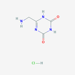 molecular formula C4H7ClN4O2 B1384112 6-(Aminomethyl)-1,2,3,4-tetrahydro-1,3,5-triazine-2,4-dione hydrochloride CAS No. 2060044-61-1