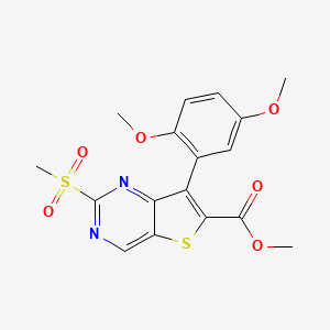 molecular formula C17H16N2O6S2 B13841200 Methyl 7-(2,5-dimethoxyphenyl)-2-methylsulfonylthieno[3,2-d]pyrimidine-6-carboxylate 