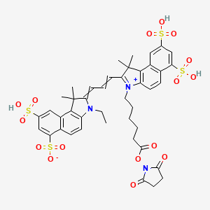 molecular formula C43H45N3O16S4 B13841514 2-[3-[3-[6-(2,5-Dioxopyrrolidin-1-yl)oxy-6-oxohexyl]-1,1-dimethyl-6,8-disulfobenzo[e]indol-3-ium-2-yl]prop-2-enylidene]-3-ethyl-1,1-dimethyl-8-sulfobenzo[e]indole-6-sulfonate 