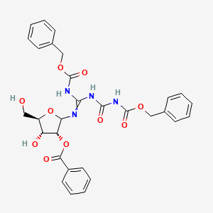 molecular formula C30H30N4O10 B13841621 N2,N4-Bis-Cbz-N-[imino-(1-ribofuranosylamino)methyl]urea 2'-Benzoate 