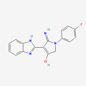 molecular formula C17H13FN4O B1384170 5-Amino-4-(1H-benzoimidazol-2-yl)-1-(4-fluoro-phenyl)-1,2-dihydro-pyrrol-3-one CAS No. 459137-97-4
