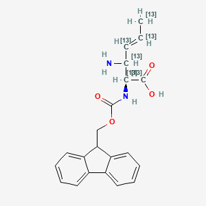 molecular formula C21H22N2O4 B13841729 (E,2S)-3-amino-2-(9H-fluoren-9-ylmethoxycarbonylamino)(1,2,3,4,5,6-13C6)hex-4-enoic acid 