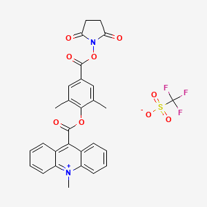 molecular formula C29H23F3N2O9S B13841825 2',6'-Dimethylcarbonylphenyl 10-Methyl-9-acridinecarboxylate 4'-NHS Ester Triflate 