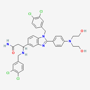 molecular formula C34H33Cl4N5O3 B13841862 3-[2-[4-[Bis(2-hydroxyethyl)amino]phenyl]-1-[(3,4-dichlorophenyl)methyl]benzimidazol-5-yl]-3-[(3,4-dichlorophenyl)methylamino]propanamide 