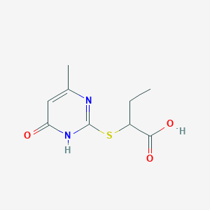 molecular formula C9H12N2O3S B1384189 2-[(6-Methyl-4-oxo-1,4-dihydropyrimidin-2-YL)thio]butanoic acid CAS No. 433253-10-2