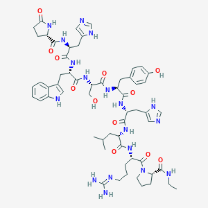 molecular formula C59H80N18O12 B138419 LHRH, his(6)-N-Et-pronh2(9)- CAS No. 132461-43-9