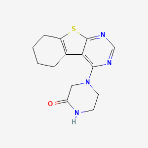 molecular formula C14H16N4OS B13841909 4-(5,6,7,8-Tetrahydro[1]benzothieno[2,3-d]pyrimidin-4-yl)-2-piperazinone 