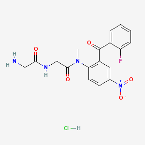 molecular formula C18H18ClFN4O5 B13841915 2-(2-Aminoacetamido)-N-(2-(2-fluorobenzoyl)-4-nitrophenyl)-N-methylacetamide Hydrochloride 