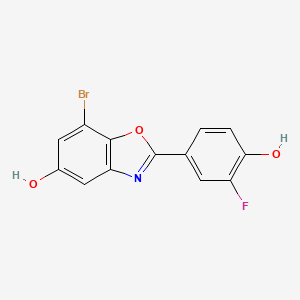 molecular formula C13H7BrFNO3 B1384210 7-Bromo-2-(3-fluoro-4-hydroxyphenyl)benzo[d]oxazol-5-ol CAS No. 544704-73-6