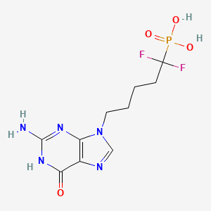 molecular formula C10H14F2N5O4P B1384211 9-(5,5-二氟-5-膦酸戊基)鸟嘌呤 CAS No. 130434-88-7