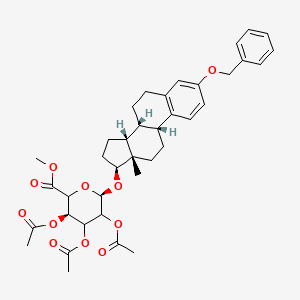 molecular formula C38H46O11 B13842300 methyl (3R,6R)-3,4,5-triacetyloxy-6-[[(8R,9R,13S,14R,17S)-13-methyl-3-phenylmethoxy-6,7,8,9,11,12,14,15,16,17-decahydrocyclopenta[a]phenanthren-17-yl]oxy]oxane-2-carboxylate 