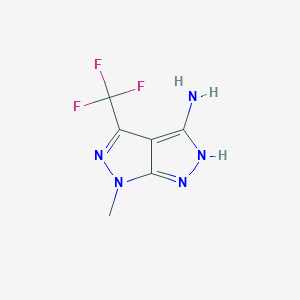 molecular formula C6H6F3N5 B1384232 6-Methyl-4-(trifluoromethyl)-1,6-dihydropyrazolo[3,4-c]pyrazol-3-ylamine CAS No. 478047-15-3
