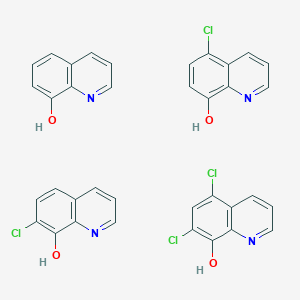 molecular formula C36H24Cl4N4O4 B13842372 Halquinol, mixture of 5,7-dichloro-8-quinolinol, 5-chloro-8-quinolinol, 7-chloro-8-quinolinol and 8-Hydroxyquinoline 