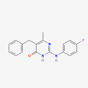 molecular formula C18H16FN3O B1384246 5-benzyl-2-[(4-fluorophenyl)amino]-6-methylpyrimidin-4(3H)-one CAS No. 1306739-76-3