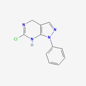 molecular formula C11H9ClN4 B1384255 6-chloro-1-phenyl-1H,4H,5H-pyrazolo[3,4-d]pyrimidine CAS No. 130024-05-4