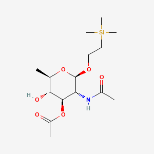 molecular formula C15H29NO6Si B13842553 (2R,3R,4R,5R,6R)-3-Acetamido-5-hydroxy-6-methyl-2-(2-(trimethylsilyl)ethoxy)tetrahydro-2H-pyran-4-yl Acetate 