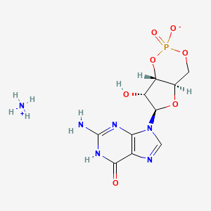 molecular formula C10H15N6O7P B13842573 Guanosine, cyclic 3',5'-(hydrogen phosphate), monoammonium salt CAS No. 55726-99-3