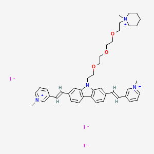 molecular formula C42H53I3N4O3 B13842724 3,3'-((1E,1'E)-(9-(2-(2-(2-(2-(1-methylpiperidin-1-ium-1-yl)ethoxy)ethoxy)ethoxy)ethyl)-9H-carbazole-2,7-diyl)bis(ethene-2,1-diyl))bis(1-methylpyridin-1-ium) iodide 