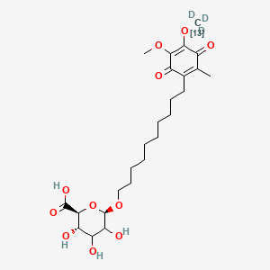 molecular formula C25H38O11 B13842737 Idebenone Glucuronide-13C,d3 
