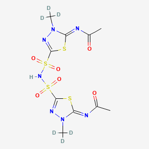 molecular formula C10H13N7O6S4 B13842759 Bis(5-acetylamino-4-methyl-1,3,4-thiadiazole-2-sulfonyl)amine-d6 