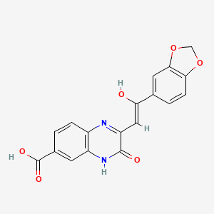 molecular formula C18H12N2O6 B1384286 2-[2-(2H-1,3-Benzodioxol-5-yl)-2-oxoethylidene]-3-oxo-1,2,3,4-tetrahydroquinoxaline-6-carboxylic acid CAS No. 904818-57-1