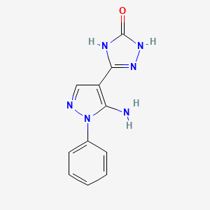 molecular formula C11H10N6O B1384289 5-(5-Amino-1-phenyl-1H-pyrazol-4-yl)-2,4-dihydro-3H-1,2,4-triazol-3-one CAS No. 1304082-25-4