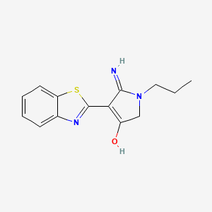 molecular formula C14H15N3OS B1384291 5-amino-4-(1,3-benzothiazol-2-yl)-1-propyl-1,2-dihydro-3H-pyrrol-3-one CAS No. 951626-59-8