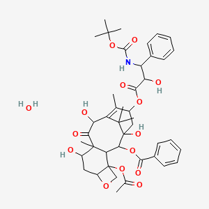 molecular formula C43H55NO15 B13842918 [4-Acetyloxy-1,9,12-trihydroxy-15-[2-hydroxy-3-[(2-methylpropan-2-yl)oxycarbonylamino]-3-phenylpropanoyl]oxy-10,14,17,17-tetramethyl-11-oxo-6-oxatetracyclo[11.3.1.03,10.04,7]heptadec-13-en-2-yl] benzoate;hydrate 