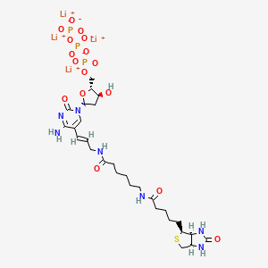 molecular formula C28H42Li4N7O16P3S B13842926 tetralithium;[[[(2R,3S,5R)-5-[5-[(E)-3-[6-[5-[(3aS,4S,6aR)-2-oxo-1,3,3a,4,6,6a-hexahydrothieno[3,4-d]imidazol-4-yl]pentanoylamino]hexanoylamino]prop-1-enyl]-4-amino-2-oxopyrimidin-1-yl]-3-hydroxyoxolan-2-yl]methoxy-oxidophosphoryl]oxy-oxidophosphoryl] phosphate 