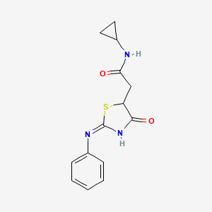 N-cyclopropyl-2-[(2Z)-4-oxo-2-(phenylimino)-1,3-thiazolidin-5-yl]acetamide