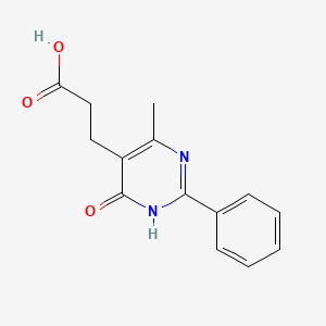B1384312 3-(4-Methyl-6-oxo-2-phenyl-1,6-dihydropyrimidin-5-yl)propanoic acid CAS No. 21506-68-3