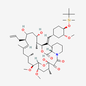 molecular formula C50H85NO12Si B13843415 (1R,9S,12S,13R,14S,17R,18E,21S,23S,24R,25S,27R)-12-[(E)-1-[(1R,3R,4R)-4-[tert-butyl(dimethyl)silyl]oxy-3-methoxycyclohexyl]prop-1-en-2-yl]-1,14,16-trihydroxy-23,25-dimethoxy-13,19,21,27-tetramethyl-17-prop-2-enyl-11,28-dioxa-4-azatricyclo[22.3.1.04,9]octacos-18-ene-2,3,10-trione 