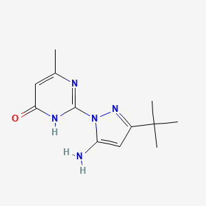 molecular formula C12H17N5O B1384343 2-(5-Amino-3-tert-butyl-1H-pyrazol-1-yl)-6-methylpyrimidin-4(3H)-one CAS No. 1170651-35-0
