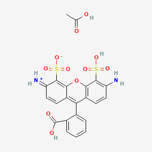molecular formula C22H18N2O11S2 B13843484 Acetic acid;6-amino-3-azaniumylidene-9-(2-carboxyphenyl)-5-sulfoxanthene-4-sulfonate 