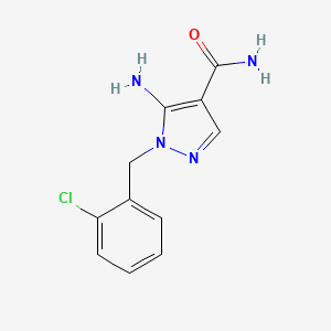 molecular formula C11H11ClN4O B13843515 5-amino-1-[(2-chlorophenyl)methyl]-1H-pyrazole-4-carboxamide 
