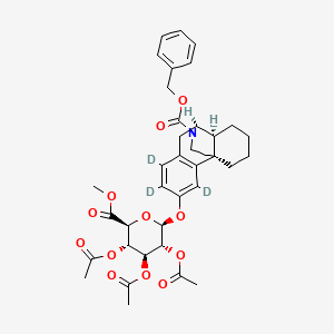 molecular formula C37H43NO12 B13843592 N-Benzyloxycarbonyl N-Desmethyl Dextrorphan-d3 2,3,4-Tri-O-acetyl-Beta-D-O-Glucuronic Acid Methyl Ester 