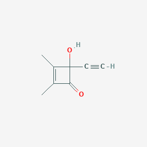 molecular formula C8H8O2 B138436 2-Cyclobuten-1-one, 4-ethynyl-4-hydroxy-2,3-dimethyl-(9CI) CAS No. 130352-45-3