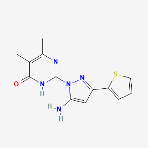 molecular formula C13H13N5OS B1384362 2-[5-amino-3-(2-thienyl)-1H-pyrazol-1-yl]-5,6-dimethylpyrimidin-4(3H)-one CAS No. 1171027-33-0