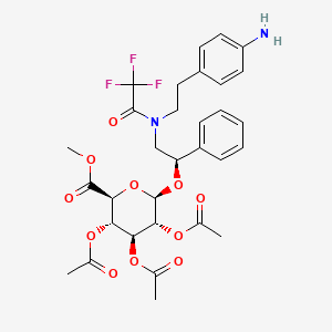 molecular formula C31H35F3N2O11 B13843631 Des-[2-(2-Amino-4-thiazolyl)acetyl] 2-(N-(4-Aminophenethyl)-N-Trifluoroacetamido Mirabegron O-Glucuronide Triacetate 