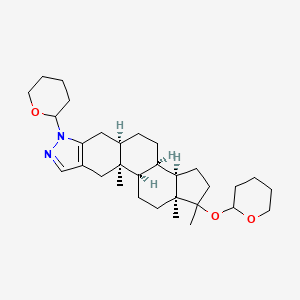 molecular formula C31H48N2O3 B13843635 (1R,2S,10R,13R,14R,18S)-2,17,18-trimethyl-7-(oxan-2-yl)-17-(oxan-2-yloxy)-6,7-diazapentacyclo[11.7.0.02,10.04,8.014,18]icosa-4(8),5-diene 