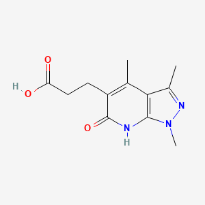 molecular formula C12H15N3O3 B1384364 3-{1,3,4-trimethyl-6-oxo-1H,6H,7H-pyrazolo[3,4-b]pyridin-5-yl}propanoic acid CAS No. 1049605-66-4