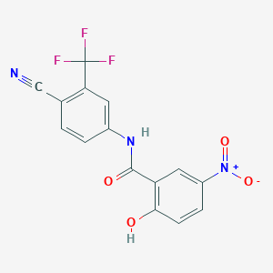 molecular formula C15H8F3N3O4 B13843686 N-[4-Cyano-3-(trifluoromethyl)phenyl]-2-hydroxy-5-nitrobenzamide 