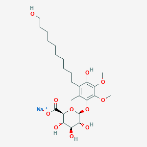 molecular formula C25H39NaO11 B13843718 sodium;(2S,3S,4S,5R,6S)-3,4,5-trihydroxy-6-[4-hydroxy-5-(10-hydroxydecyl)-2,3-dimethoxy-6-methylphenoxy]oxane-2-carboxylate 